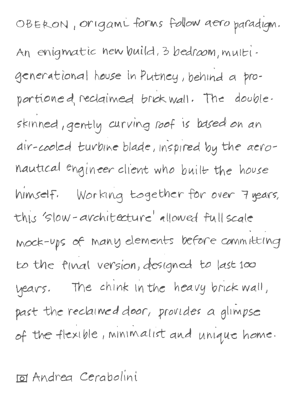 Text describing architectural project